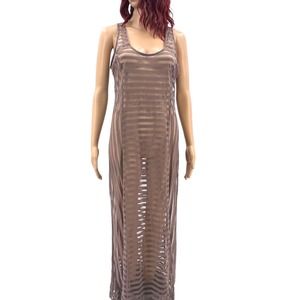 UO x Coincidence & Chance Sheer Stripe Maxi Dress Cover Up Women’s Large Purple